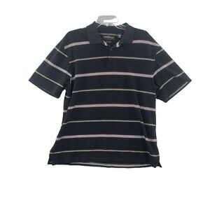 Consensus Polo Shirt Men Large Blue Striped Cotton Short Sleeve Golf Performance